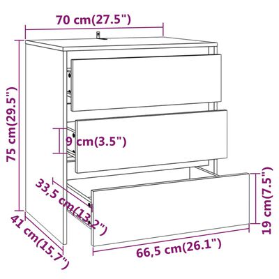 vidaXL szürke-sonoma színű forgácslap tálalószekrény 70 x 41 x 75 cm