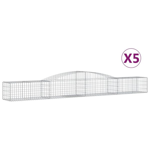 vidaXL 5 db íves horganyzott vas gabion kosár 400x50x40/60 cm