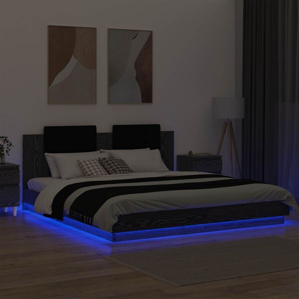 vidaXL &Aacute;gykeret t&aacute;ml&aacute;val fejt&aacute;ml&aacute;val Fekete t&ouml;lgy 180 x 200 cm Faanyag