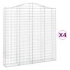 vidaXL 4 db &iacute;ves horganyzott vas gabion kos&aacute;r 200x30x200/220 cm
