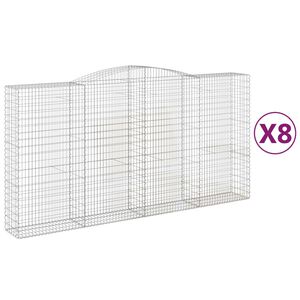 vidaXL 8 db &iacute;ves horganyzott vas gabion kos&aacute;r 400x50x200/220 cm