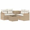 vidaXL Kanap&eacute; Szett 6 db Beige &eacute;s Kr&eacute;msz&iacute;nű Poli rattan &eacute;s ac&eacute;l