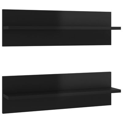 vidaXL 2 db magasfényű fekete forgácslap fali polc 60 x 11,5 x 18 cm