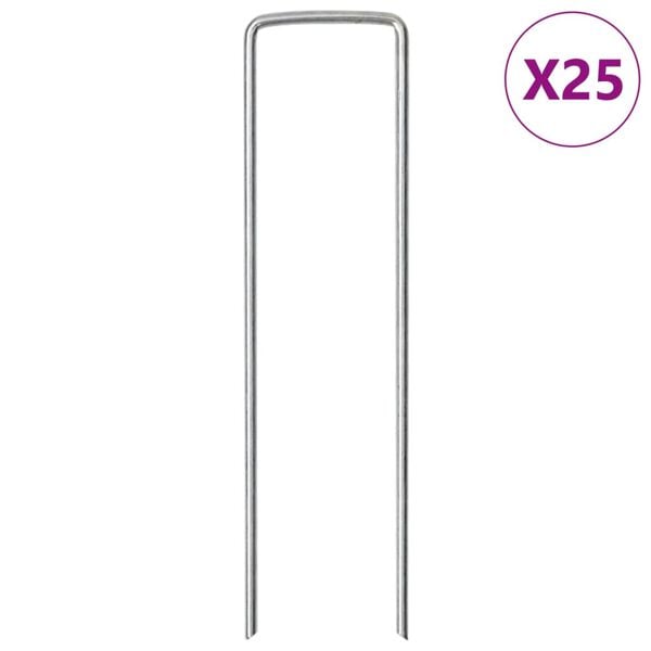 vidaXL 25 db U-alakú horganyzott acél talajcövek 15 x 3,5 cm