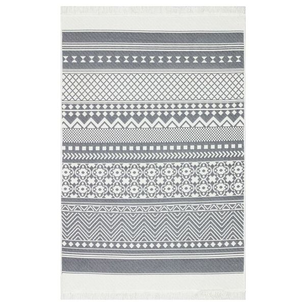 vidaXL sz&uuml;rke-feh&eacute;r pamutszőnyeg 160 x 230 cm