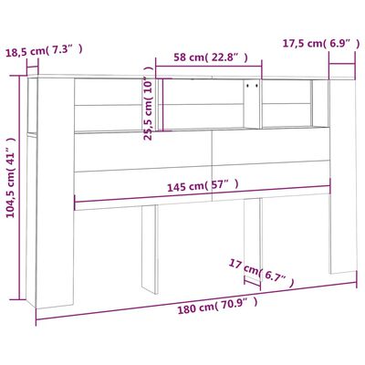 vidaXL betonszürke áthidaló szekrény 180x18,5x104,5 cm