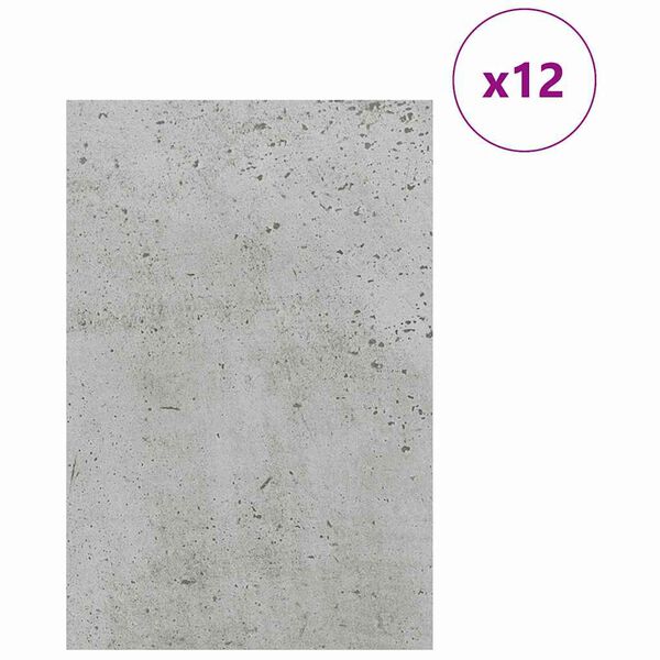 vidaXL Dekor Panelek 12 pcs Beton szürke 40 x 60 x 0.3 cm Faanyag