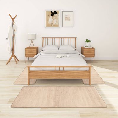vidaXL 3 db bézs magas szálú bozontos ágy előtti szőnyeg
