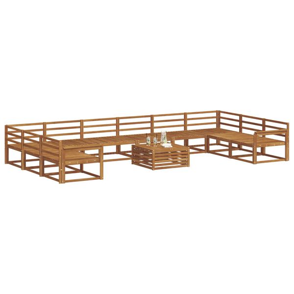 vidaXL K&uuml;lt&eacute;ri kanap&eacute; szett 11 pcs Term&eacute;szetes T&ouml;m&ouml;r Ak&aacute;cfa