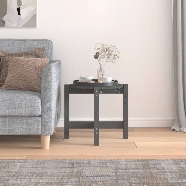 vidaXL sz&uuml;rke t&ouml;m&ouml;r fenyőfa doh&aacute;nyz&oacute;asztal &Oslash; 52,5 x 45 cm