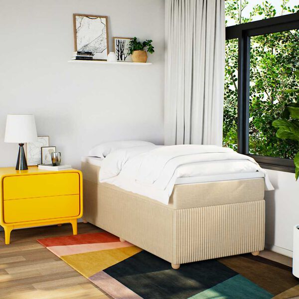 vidaXL kr&eacute;msz&iacute;nű sz&ouml;vet rug&oacute;s &aacute;gy matraccal 90 x 200 cm