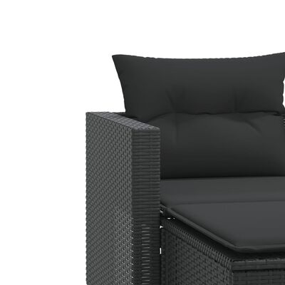 vidaXL 2 személyes fekete polyrattan kerti kanapé zsámollyal