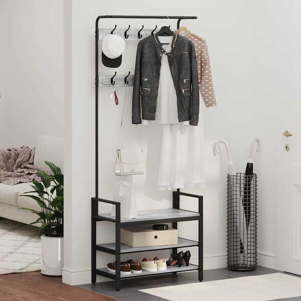 vidaXL Kab&aacute;thorog polcokkal Sz&uuml;rke Sonoma 75 x 34 x 184 cm Faanyag