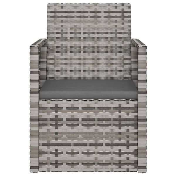 vidaXL 3 r&eacute;szes sz&uuml;rke polyrattan k&uuml;lt&eacute;ri &uuml;lőgarnit&uacute;ra p&aacute;rn&aacute;kkal