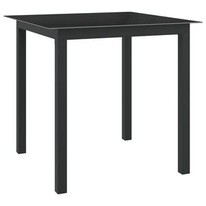vidaXL fekete alum&iacute;nium &eacute;s &uuml;veg kerti asztal 80 x 80 x 74 cm
