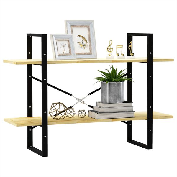 vidaXL kétszintes tömör fenyőfa könyvszekrény 100 x 30 x 70 cm