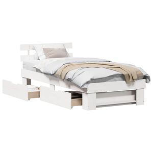 vidaXL &Aacute;gykeret fejt&aacute;ml&aacute;val fi&oacute;kkal Feh&eacute;r 100 x 200 cm T&ouml;m&ouml;r fenyőfa