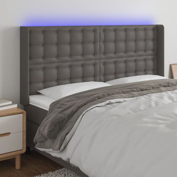 vidaXL sz&uuml;rke műbőr LED-es fejt&aacute;mla 163x16x118/128 cm