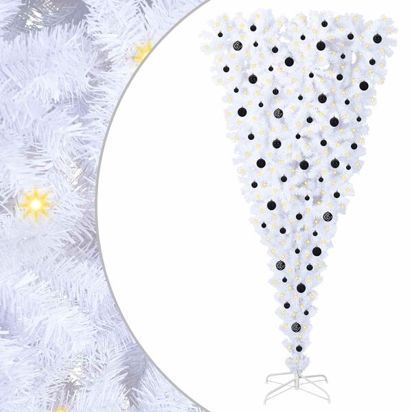 vidaXL Mű kar&aacute;csonyfa 300 LED-del &aacute;llv&aacute;nnyal Feh&eacute;r 240 cm PVC &eacute;s Ac&eacute;l