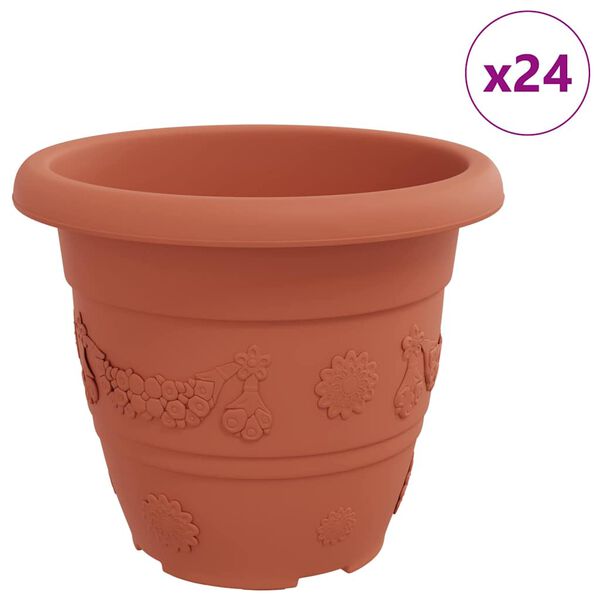 vidaXL Kerek Vir&aacute;gcser&eacute;p 24 pcs T&eacute;gla V&ouml;r&ouml;s &Oslash; 26 x 21,5 cm Műanyag