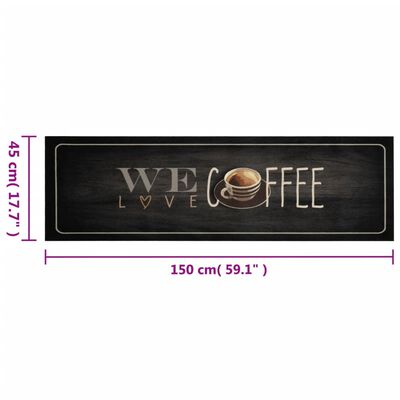 vidaXL kávé feliratos mosható bársony konyhaszőnyeg 45 x 150 cm