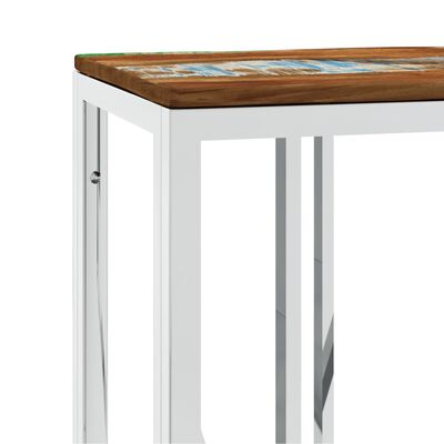 vidaXL ezüstszínű rozsdamentes acél és tömör fa tálalóasztal