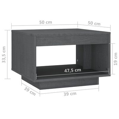vidaXL szürke tömör fenyőfa dohányzóasztal 50 x 50 x 33,5 cm