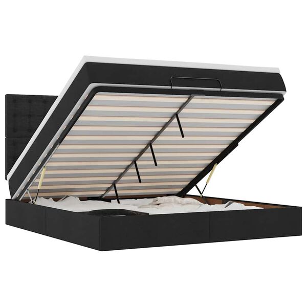 vidaXL Ottomán ágykeret matraccal fekete 180x200cm szövet
