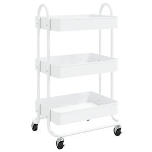 vidaXL feh&eacute;r ac&eacute;l 3 szintes kocsi 43 x 34 x 79 cm