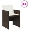 vidaXL 4 db barna polyrattan kerti sz&eacute;k p&aacute;rn&aacute;val
