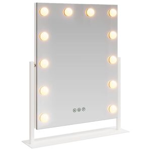 vidaXL LED Smink T&uuml;k&ouml;r Feh&eacute;r 44 x 10 x 53 cm &Uuml;veg &eacute;s ac&eacute;l