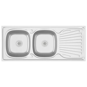 vidaXL ez&uuml;st rozsdamentes ac&eacute;l dupla konyhamosogat&oacute; 1200x500x155 mm
