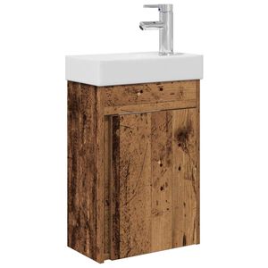 vidaXL F&uuml;rdőszoba k&aacute;dasztal csapteleppel Antik Fa 40,5 x 22,5 x 62 cm