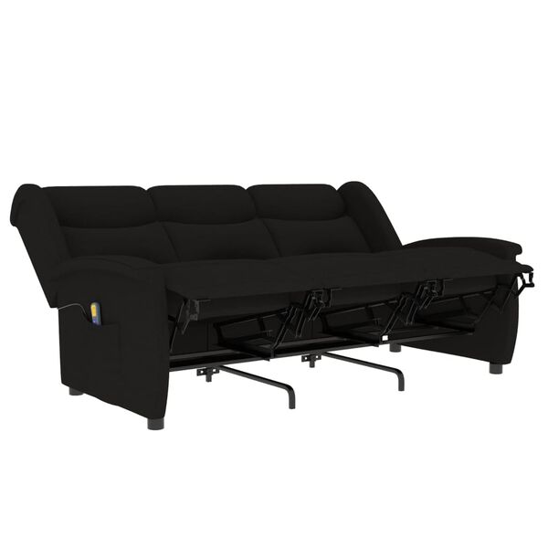 vidaXL 3 szem&eacute;lyes fekete sz&ouml;vet d&ouml;nthető massz&aacute;zsfotel