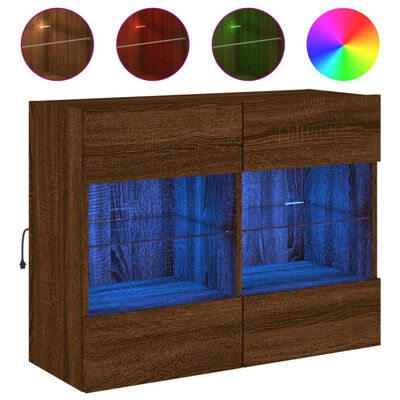 vidaXL barna tölgyszínű fali TV-szekrény LED-del 78,5x30x60,5 cm