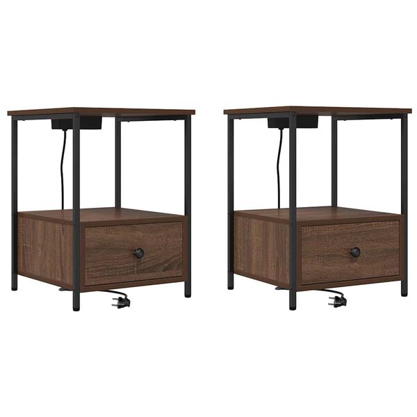 vidaXL &Eacute;jjeliszekr&eacute;ny 2 pcs Barna T&ouml;lgy 42 x 41 x 56 cm Faanyag