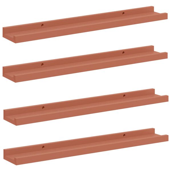 vidaXL Falpolc polcokkal t&aacute;rol&oacute;val 4 pcs Piros 60 x 9 x 3 cm Faanyag
