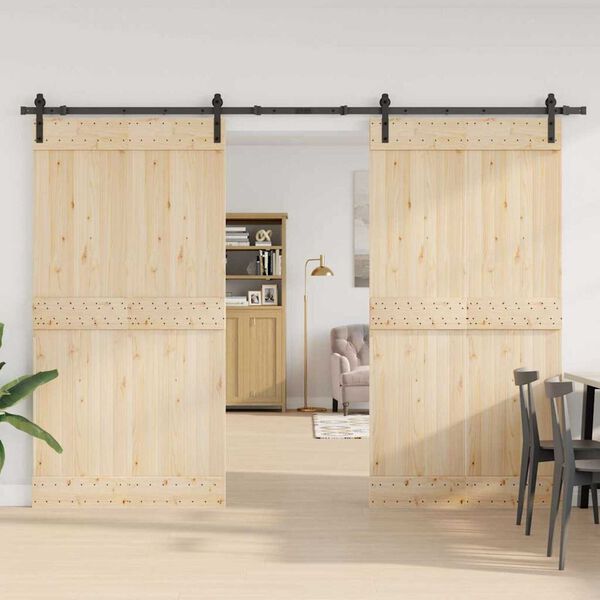 vidaXL fekete acél tolóajtó fémszerelék készlet 305 cm