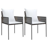 vidaXL 2 db barna polyrattan kerti szék párnával 54 x 61 x 83 cm