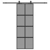 vidaXL fekete edzett &uuml;veg tol&oacute;ajt&oacute; f&eacute;mszerel&eacute;k szettel 76x205 cm