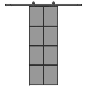vidaXL fekete edzett &uuml;veg tol&oacute;ajt&oacute; f&eacute;mszerel&eacute;k szettel 76x205 cm