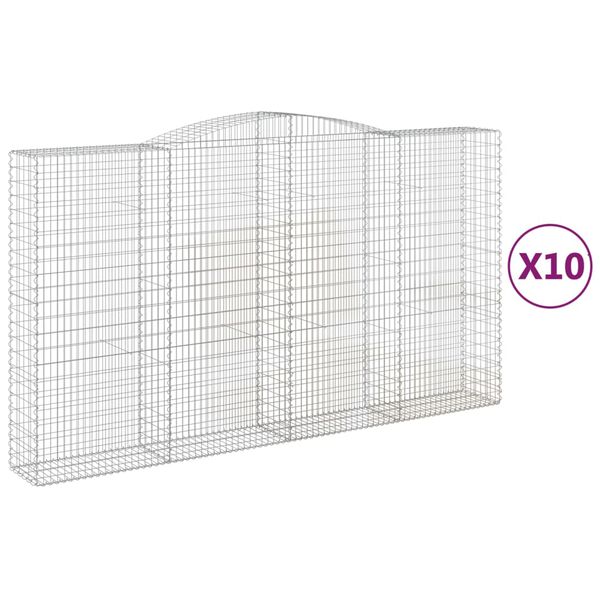 vidaXL 10 db &iacute;ves horganyzott vas gabion kos&aacute;r 400x50x220/240 cm