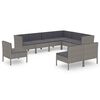 vidaXL 9 r&eacute;szes sz&uuml;rke polyrattan kertib&uacute;tor-garnit&uacute;ra p&aacute;rn&aacute;kkal