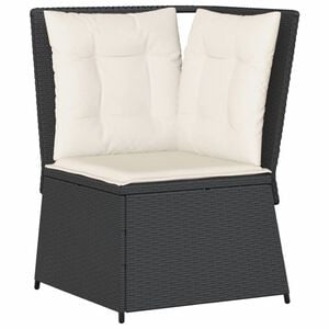 vidaXL fekete polyrattan kerti sarokkanap&eacute; p&aacute;rn&aacute;val