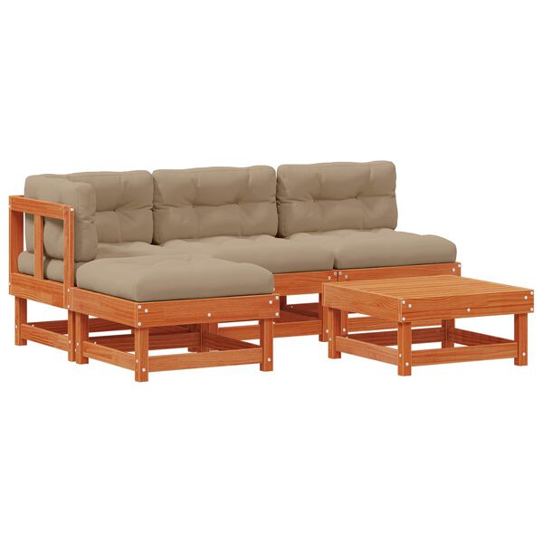 vidaXL Kerti lounge szett 13 pcs Viaszbarna T&ouml;m&ouml;r fenyő