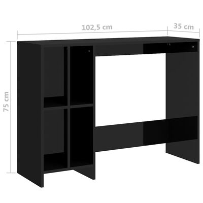vidaXL magasfényű fekete forgácslap laptopasztal 102,5 x 35 x 75 cm