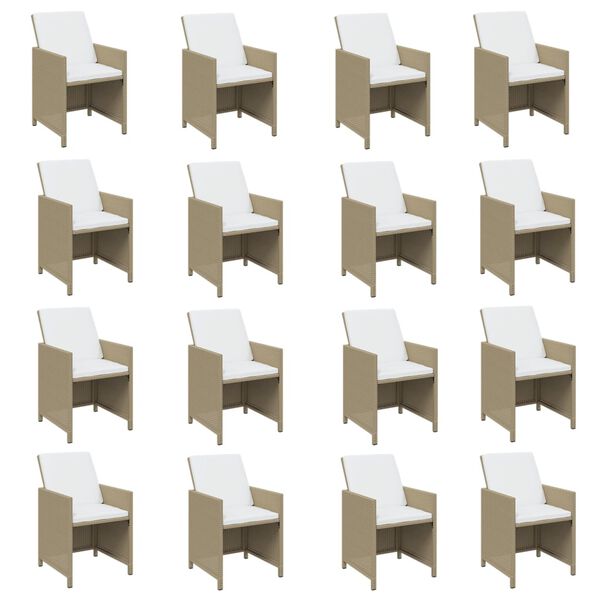 vidaXL 17 r&eacute;szes b&eacute;zs polyrattan kerti &eacute;tkezőgarnit&uacute;ra p&aacute;rn&aacute;kkal