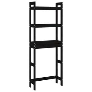 vidaXL fekete t&ouml;m&ouml;r fenyőfa f&uuml;rdőszoba &aacute;llv&aacute;ny 63x26x171 cm