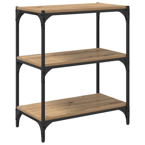 vidaXL K&ouml;nyvespolc k&eacute;zműves t&ouml;lgy 60 x 33 x 70,5 cm Műszaki fa &eacute;s vas