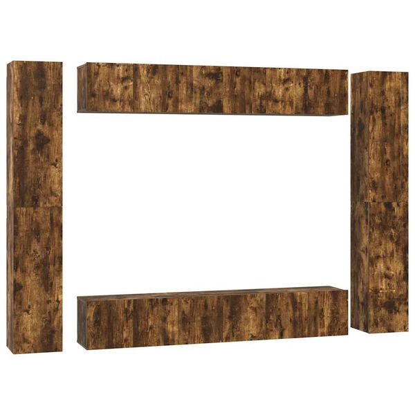 vidaXL 10 r&eacute;szes f&uuml;st&ouml;s t&ouml;lgy sz&iacute;nű szerelt fa TV-szekr&eacute;nyszett